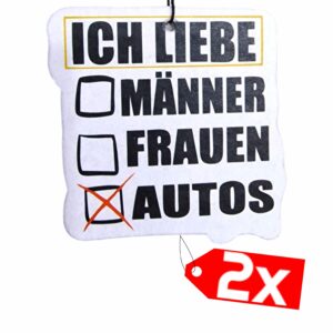 2x Ich Liebe Autos Duftbaum/Lufterfrischer